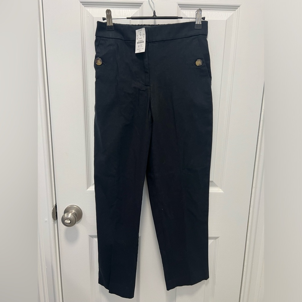 NWT J Crew Linen Cotton Elastic Pants Black